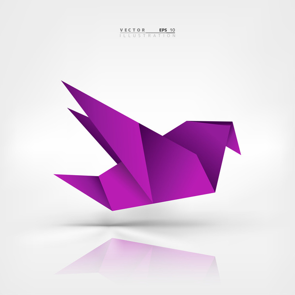 Origami paper bird on abstract background - Vector, Image
