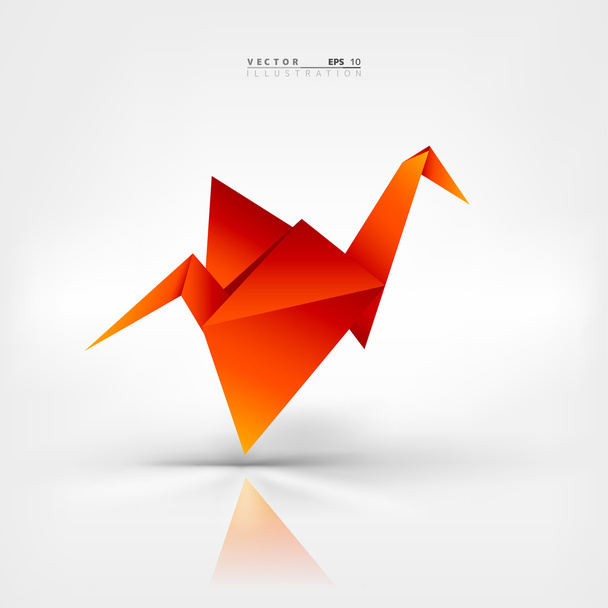 Origami oiseau de papier sur fond abstrait
 - Vecteur, image