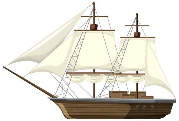 Een levendige en grillige vector cartoon illustratie van een zeilschip - Vector, afbeelding