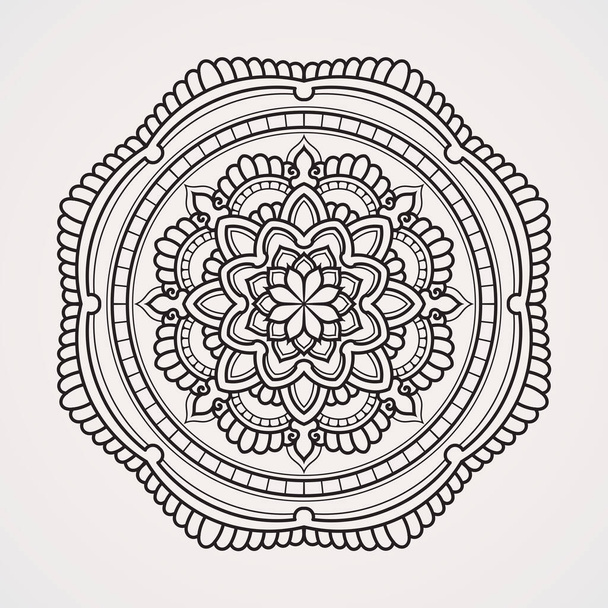 Mandale kwiatowe o pięknym sześciokątnym kształcie. nadaje się do henny, tatuaże, zdjęcia, kolorowanki. islam, hinduizm, Budda, Indie, Pakistan, chiński, arabski - Wektor, obraz