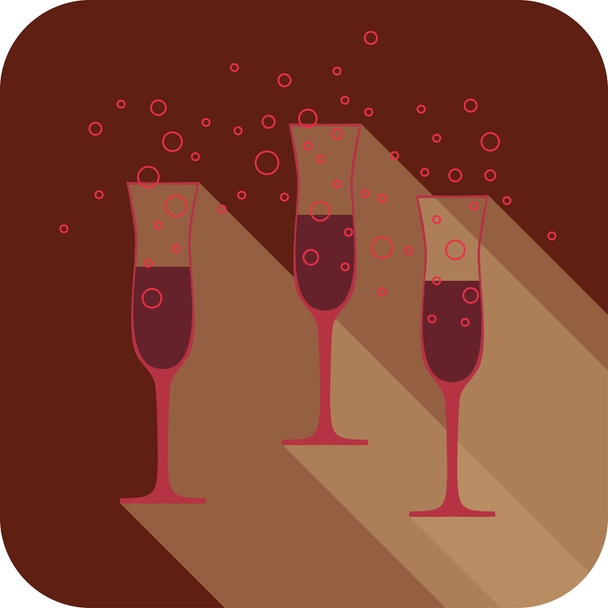 Três copos de vinho em marsala cor na moda. Projeto liso estilizado, ícone da bebida do partido
 - Vetor, Imagem