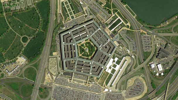 Pentagono a Washington edificio guardando giù vista aerea dall'alto, Birds eye view Pentagono, Washington, Stati Uniti d'America - Foto, immagini