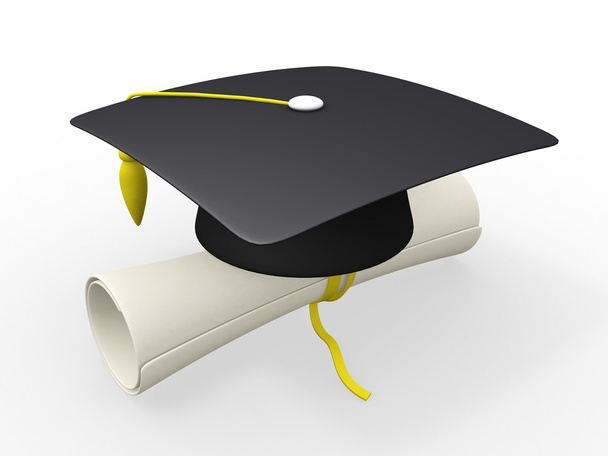3d boné de graduação e diploma
 - Foto, Imagem