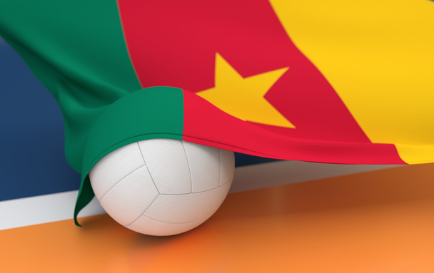 Flag of Cameroon with championship volleyball ball - Photo, Image