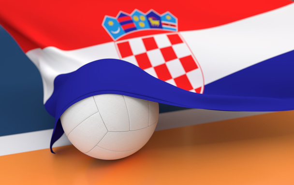 Drapeau de la Croatie avec ballon de volleyball de championnat
 - Photo, image