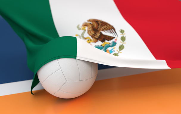 Bandera de México con campeonato de voleibol
 - Foto, Imagen
