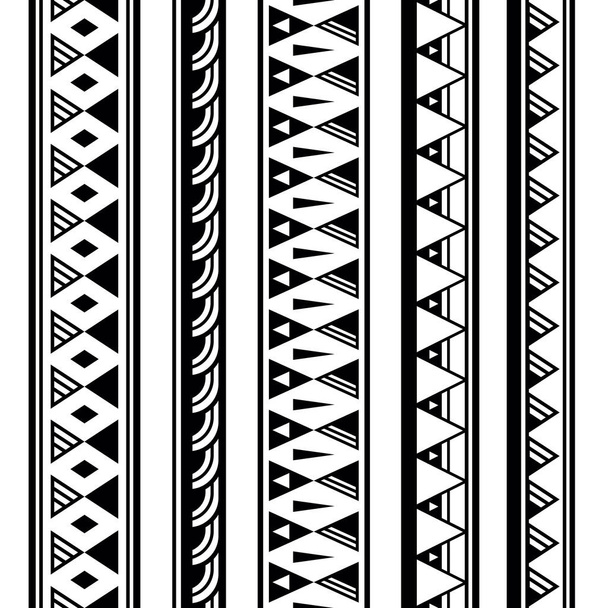 Set of maori polynesian tattoo bracelets border. Tribal sleeve seamless pattern vector. Samoan bracelet tattoo design fore arm or foot. - Vector, Image