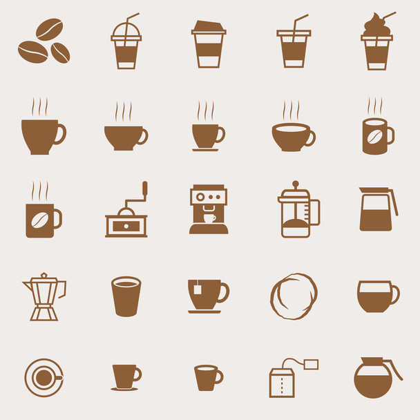 Иконки цвета кофе на светлом фоне
 - Вектор,изображение