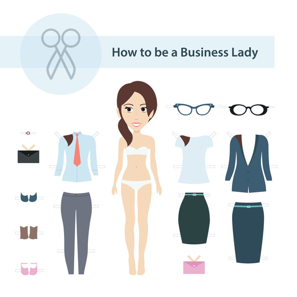 Wie man eine Business Lady Vektor Set sein kann - Vektor, Bild