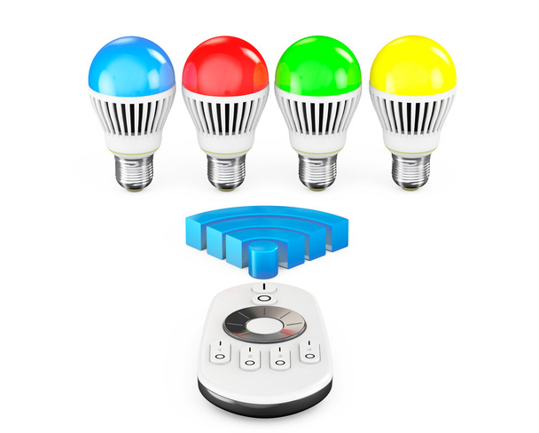 Lâmpadas LED de close-up com controle remoto e sinal WiFi
   - Foto, Imagem