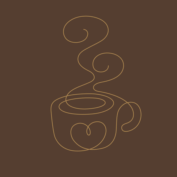 tazza di caffè linea sottile illustrazione disegno continuo vettore illustrazione minimalista - Vettoriali, immagini