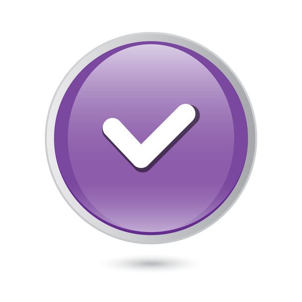 принять фиолетовый круг глянцевая иконка веб на белом фоне
 - Вектор,изображение