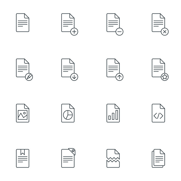 Set of Thin Line Document Icons. Vector Illustration - Vetor, Imagem
