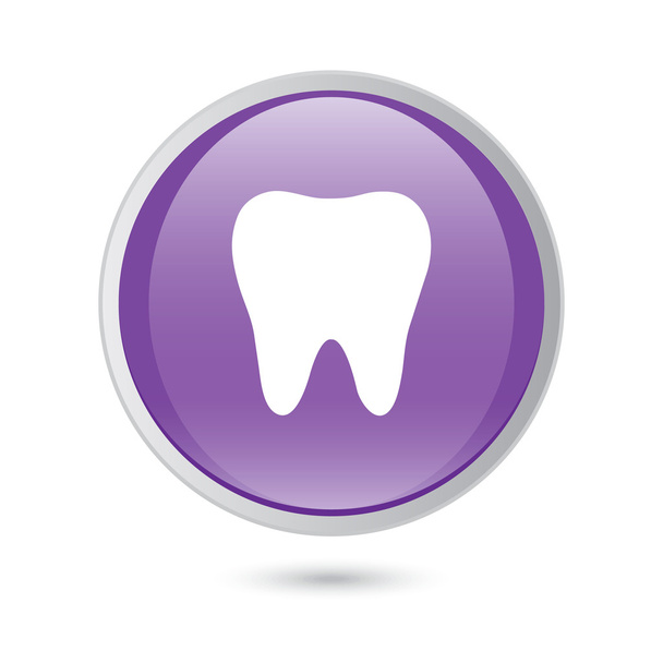icono del diente en botón brillante violeta
 - Vector, Imagen