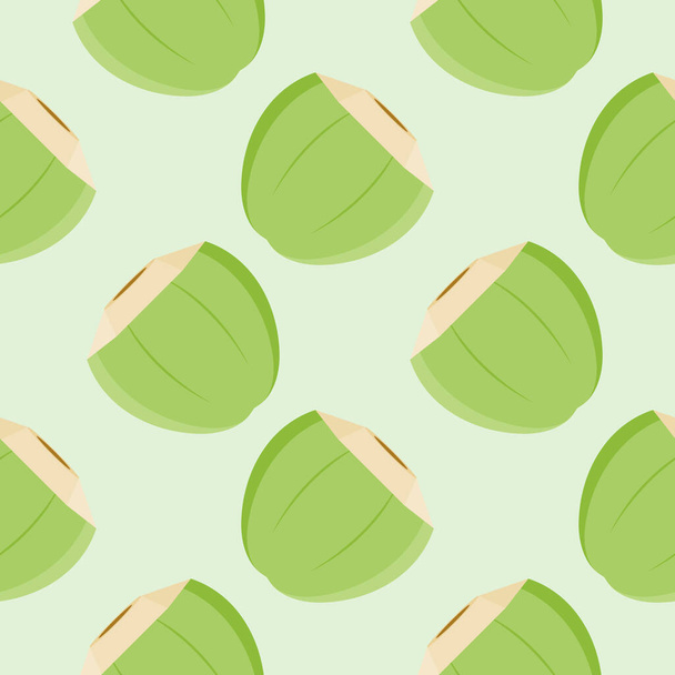 fresh young coconut seamless pattern isolated on color background. tropical vector illustration. - Vector, Image