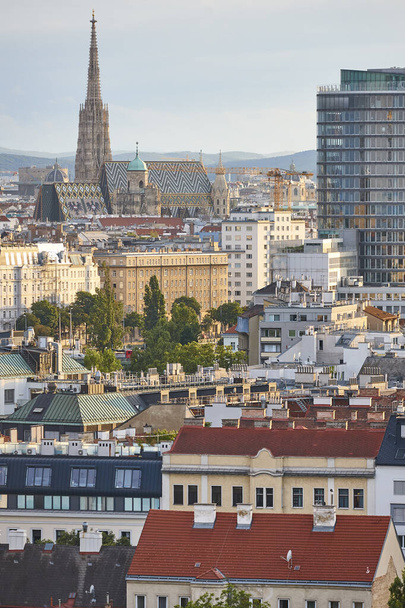 Vienna skyline centro città e St. Stephans cattedrale gotica.. Austria - Foto, immagini