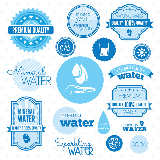 Water labels - Vector, Image