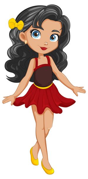 Un personaggio dei cartoni animati ragazza carina indossa una mini gonna elegante per una festa - Vettoriali, immagini