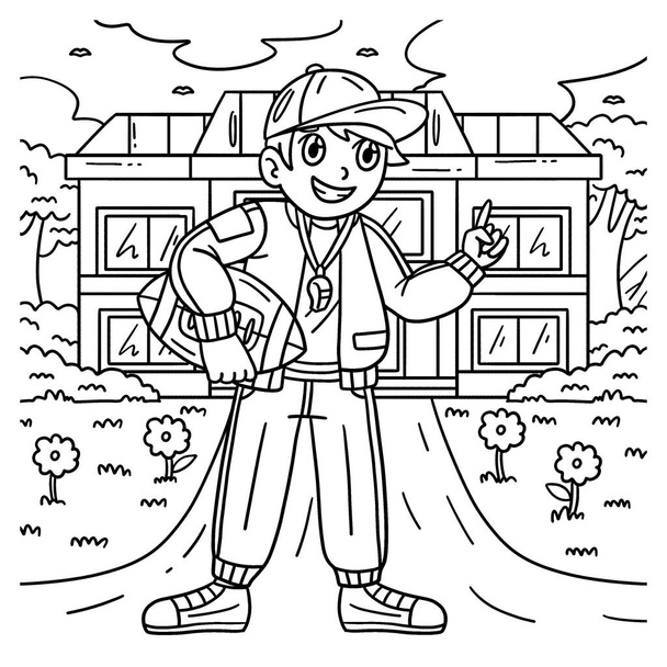 A cute and funny coloring page of an American Football Coach. Provides hours of coloring fun for children. To color, this page is very easy. Suitable for little kids and toddlers. - Vector, Image