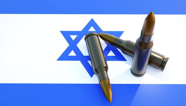 イスラエル国旗は武器弾薬. 3Dレンダリング - 写真・画像