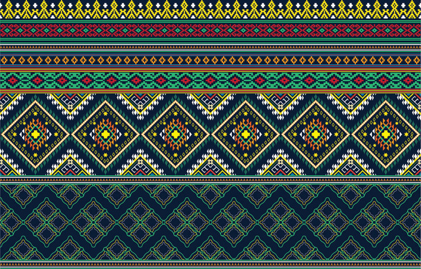 Геометрический векторный фон с сакральными племенными этническими элементами. Традиционные треугольники цыганские геометрические формы спрайты племенная тематика тканевая тканевая тканевая печать - Фото, изображение