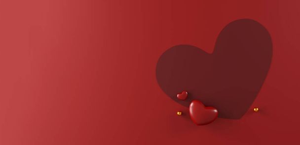 Valentin-napi koncepció Romantikus üdvözlőkártya, termék és pódium megjelenítés dizájn szívvel, szeretettel és érzelemmel - Fotó, kép