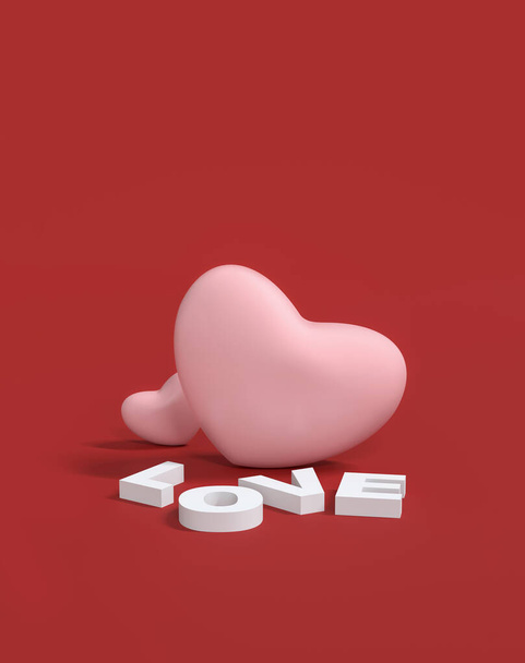 Valentin-napi koncepció Romantikus üdvözlőkártya, termék és pódium megjelenítés dizájn szívvel, szeretettel és érzelemmel - Fotó, kép