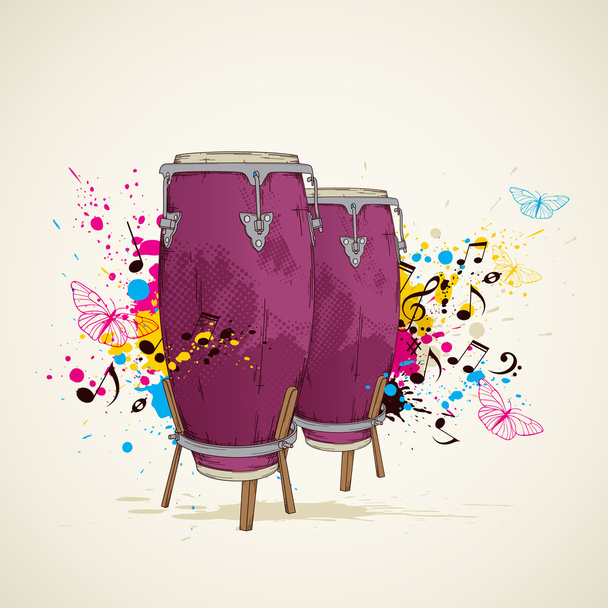 Background with drums - Vector, afbeelding