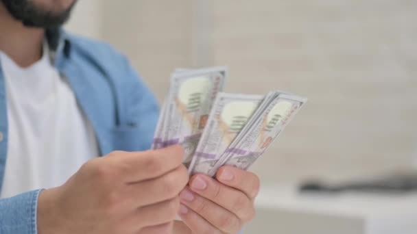 Detailní záběr člověka počítání peněz, příjem - Záběry, video