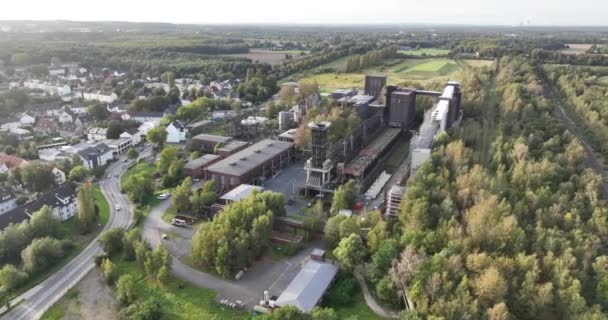 The Kokerei Hansa coking factory and industrial complex in Dortmund, which is a museum, nature park, and event location in the Dortmund district of Huckarde. Aerial drone view. - Footage, Video