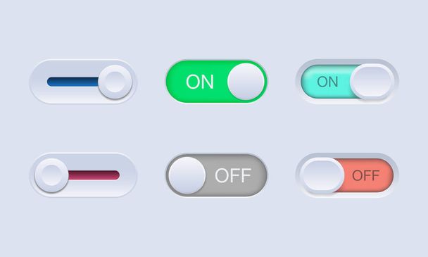 Реалистичная иллюстрация векторной кнопки ползунка. Подходит для элементов дизайна кнопок пользовательского интерфейса UX. - Вектор,изображение