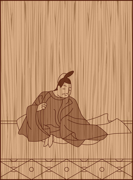 Стиль різьблення по дереву Hyakutin Isshu by Masatsune Sangi - Вектор, зображення