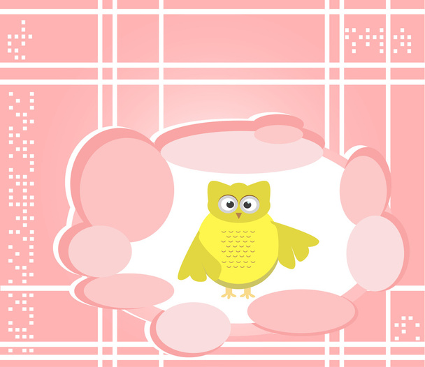 Owl cute Cartoon bird greeting card - Vektor, obrázek