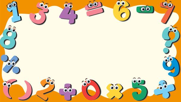 Math Number and Symbol with Eyes Character illustration - Vector, Image