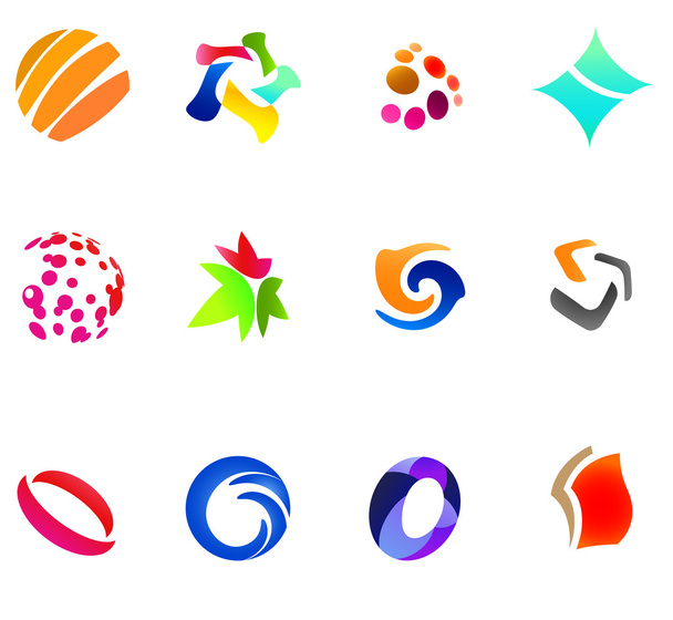 12 colorful vector symbols: (set 24) - Vektori, kuva