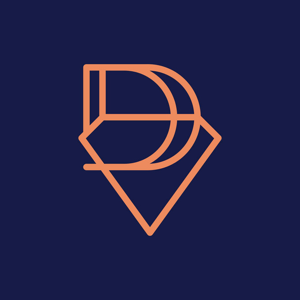 lettre initiale D Logo du diamant Symbole de signe d'icône de concept Élément Design Line Art Style. Bijoux, Bijoux, Logotype Gemme. Modèle d'illustration vectorielle - Vecteur, image