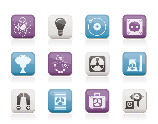Atomic and Nuclear Energy Icons - Vettoriali, immagini