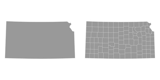 Mappe grigie dello stato del Kansas. Illustrazione vettoriale. - Vettoriali, immagini