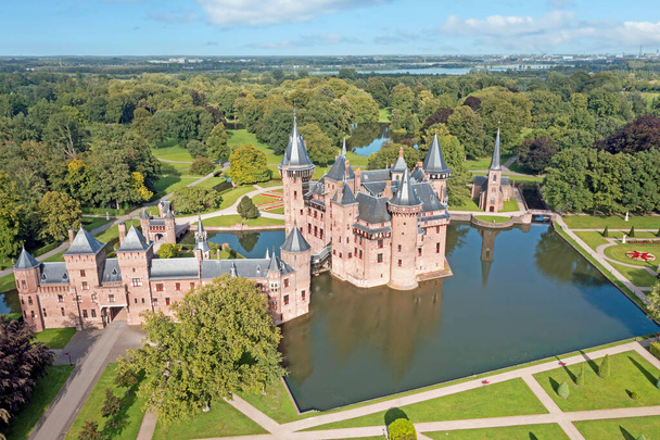 Aerial from historical castle de Haar in Haarzuilens in the Netherlands - Photo, Image
