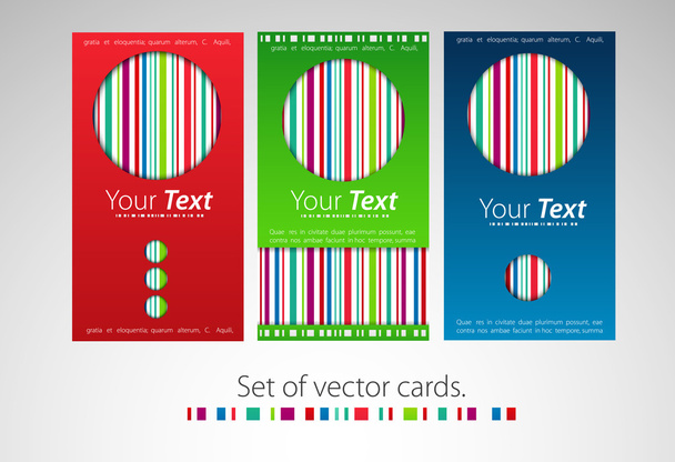 Set of business cards with color lines - Vector, imagen