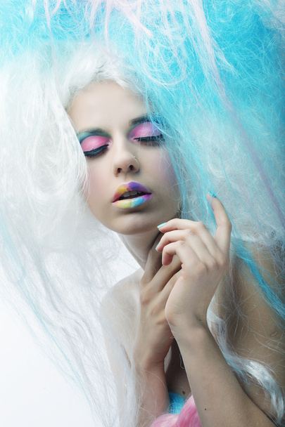 girl with bright colorful make-up - Fotografie, Obrázek