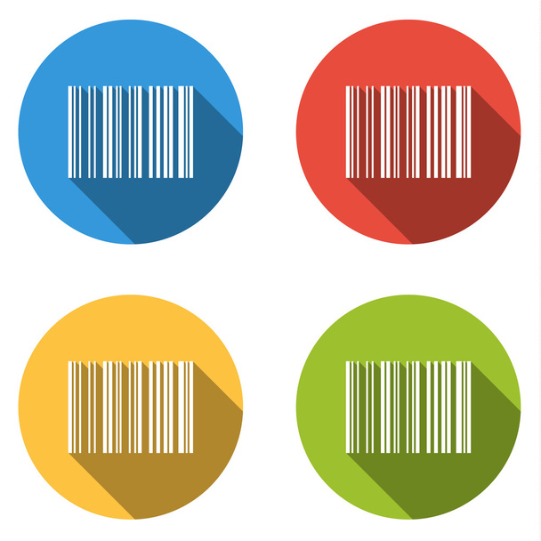 Colección de 4 botones planos aislados (iconos) para código de barras
 - Vector, imagen