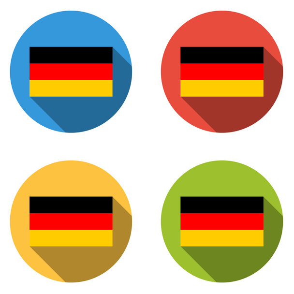 Kolekcja 4 izolowane płaskie przyciski (ikony) z niemiecką banderą - Wektor, obraz
