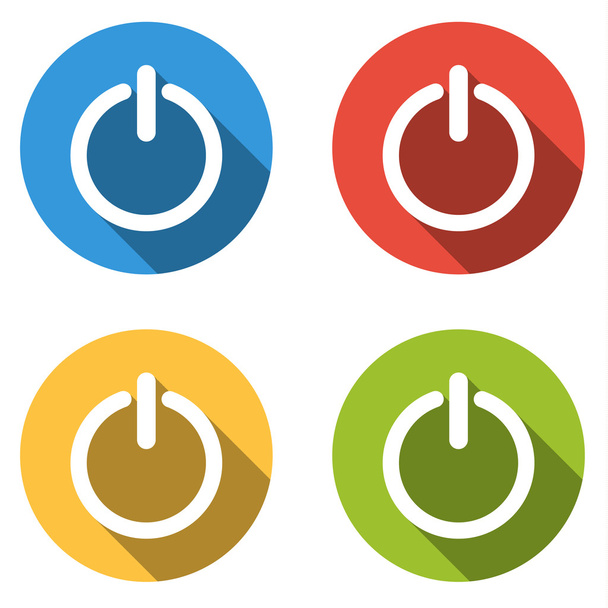 Коллекция из 4 округлых красочных кнопок для питания с длинным ша
 - Вектор,изображение
