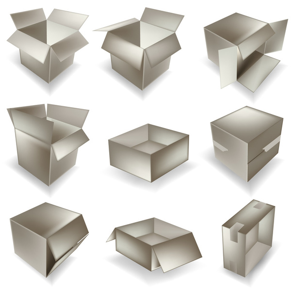 Caja de cartón conjunto
 - Vector, Imagen