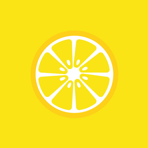 Illustrazione vettoriale di mezzo limone, fetta di frutta succosa, design realistico, stile minimalista, oggetto isolato su sfondo giallo - Vettoriali, immagini