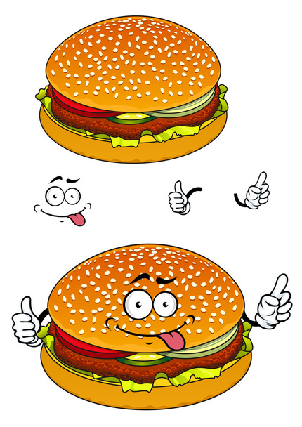 Hamburger cartoon character isolated on white - Vector, Image