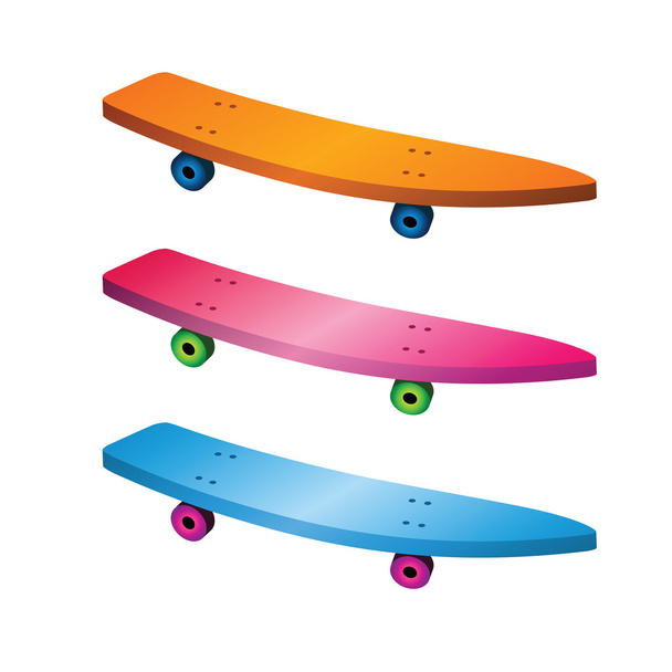 Colorful skateboard set in sharp neon colors - ベクター画像