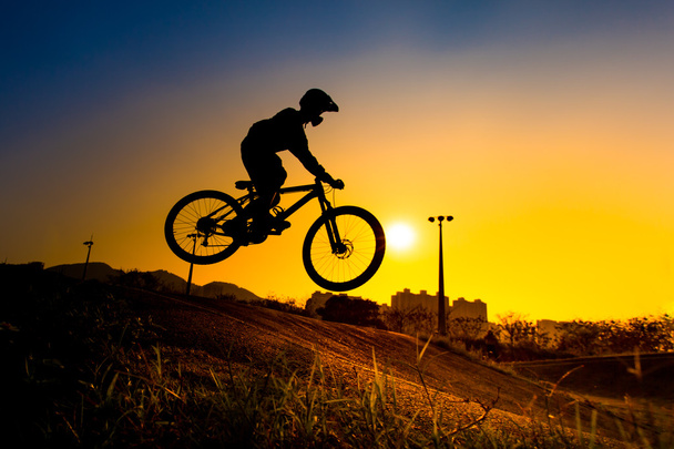 Silhouette Of Stunt Bmx Rider - Photo, Image