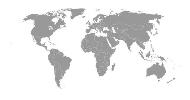Gedetailleerde grijze wereldkaart. Vectorillustratie. - Vector, afbeelding